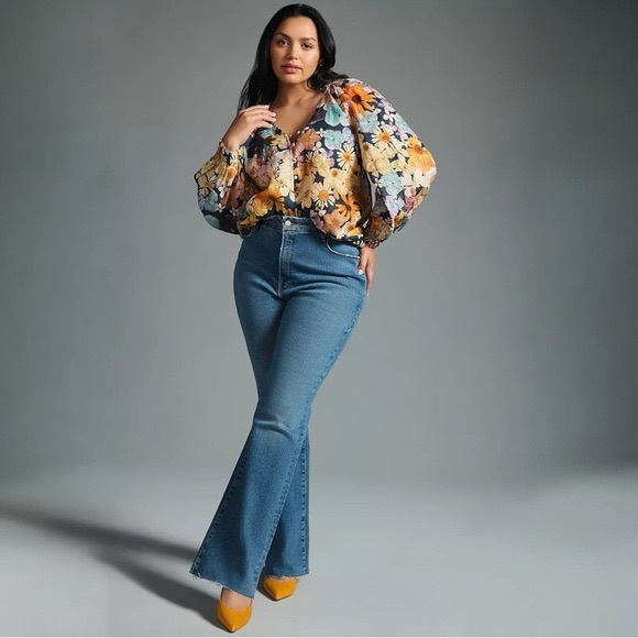 ANTHROPOLOGIE X MOXY COLLECTIVE Floral Linen Blouse Size Small Boho Peasant - Picture 10 of 10